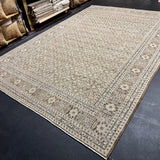 9’5 x 13’9 Traditional Vintage Rug Muted Beige, Sea Blue & Light Brown 5789