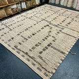 10’6 x 14’3  Moroccan Rug Pure Soft Organic Wool Natural Beige + Brown