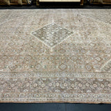 9’6 x 12’8 Classic Vintage Rug Muted Tawny Brown, Terra Cotta & Green 5799