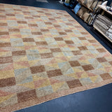 10’ x 13’ Swedish Style Rug Pure Organic Wool Muted Siena, Taupe, Rust-Brown, Antique Gold &  Steel Gray LB54 MK1088