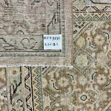 9’7 x 13’2 Classic Vintage Rug Muted Sand Beige, Tawny Brown, Sea Green & Sea Blue 5798