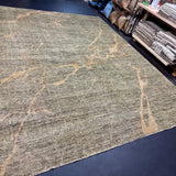 10’2 x 12’11 Moroccan Style Rug Pure Soft Organic Wool Greens, Gold & Brown LB48 MK1235