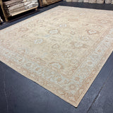 10’3 x 12’9  Traditional Style Rug Pure Soft Organic Wool Sand Beige & Powder Blue LB60 MK1004