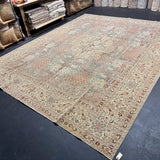 10’7 x 13’ Traditional Vintage Rug Muted Blue, Greige & Rust 5788