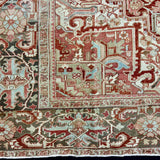 10’4 x 13’9 Traditional Vintage Rug Wine, Brick, Terra Cotta, Light Blue 5794