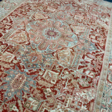 10’4 x 13’9 Traditional Vintage Rug Wine, Brick, Terra Cotta, Light Blue 5794