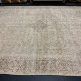 9’2 x 12’6 Classic Vintage Rug Muted  Beige, Tawny Brown & Sea Green 5796