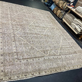 9’3 x 12’8 Traditional Vintage Rug Muted Blush, Green & Gray 5800