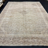 9’2 x 12’6 Classic Vintage Rug Muted  Beige, Tawny Brown & Sea Green 5796