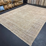 9’7 x 13’5 Classic Vintage Rug Muted Gray-Beige, Aubergine, Green & Terra Cotta 5580