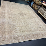 9’2 x 12’6 Classic Vintage Rug Muted  Beige, Tawny Brown & Sea Green 5796