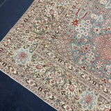 10’7 x 13’ Traditional Vintage Rug Muted Blue, Greige & Rust 5788