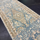 2’9 x 24’2 Classic Vintage Narrow Runner Muted Blue, Beige, Green & Mauve 5804