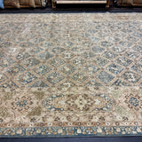 9’10 x 13’2 Traditional Vintage Rug Muted Navy, Bone, Beige & Camel 5790