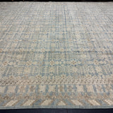 12’ x 15’ Silk and Wool Blue, Ivory & Gray Carpet MK1056 LB02