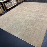 10’7 x 13’10 Classic Vintage Rug Muted Camel, Denim and Green 5802