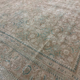 10’7 x 13’10 Classic Vintage Rug Muted Camel, Denim and Green 5802