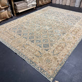 9’10 x 13’2 Traditional Vintage Rug Muted Navy, Bone, Beige & Camel 5790