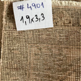 1’9 x 3’3 Antique Oushak Rug Muted Beige, Taupe & Blue-Gray 4901