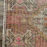 1’6 x 2’11 Vintage Oushak Mat Muted Pinkberry, Orange, Gray & Blue '5212