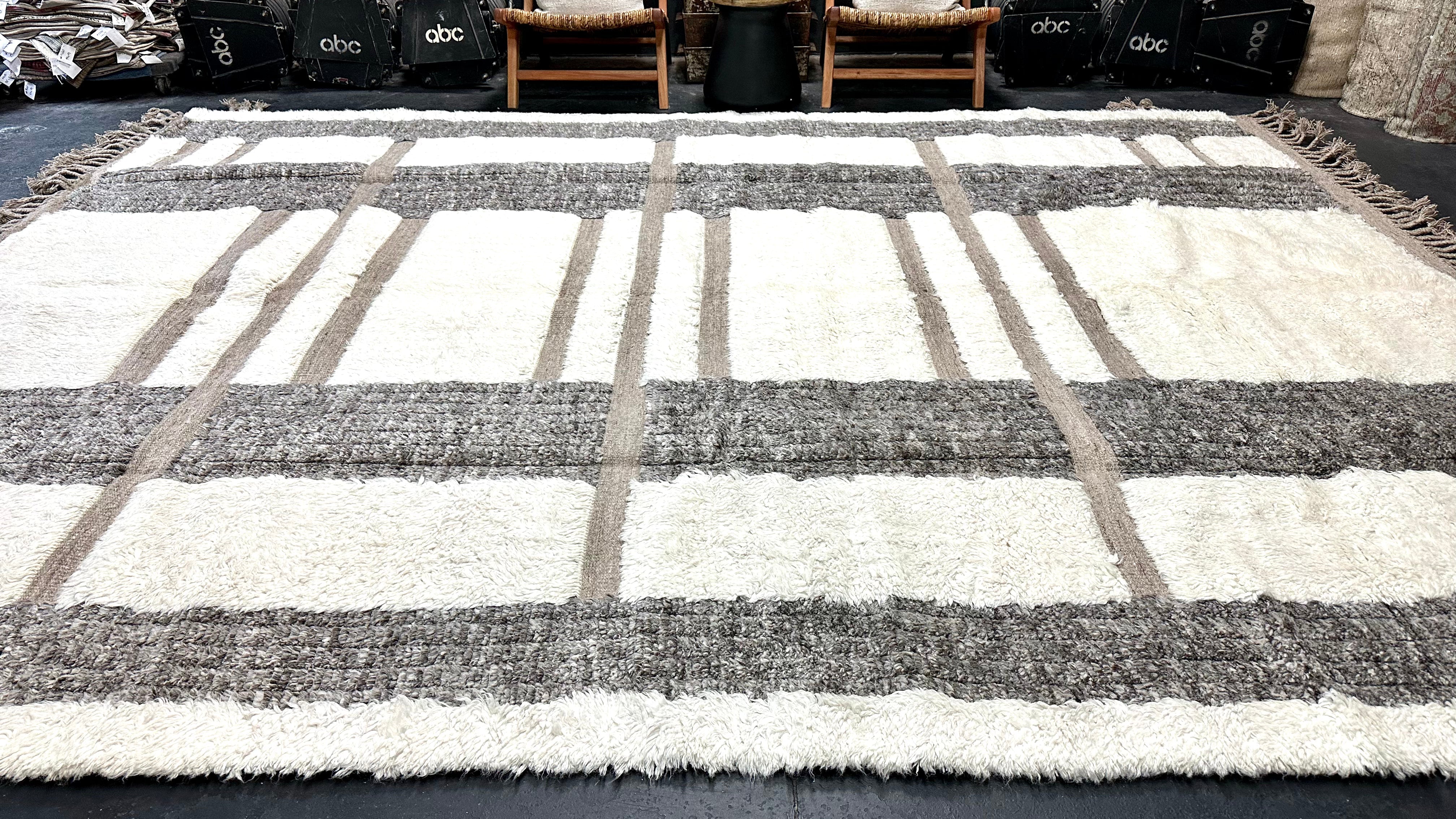 10’2 x 13’9 Shaggy Moroccan Rug Pure Turkish Wool M-3800 Linda's Barn