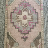 1’8 x 3’ Vintage  Oushak Rug Muted Blush, Khaki Brown & Gray 5179