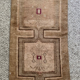 1’5 x 2’9 Antique Kars Small Rug Muted Camel Brown 4763