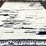 10’4 x 14’ Moroccan Rug Black and White Shag “Ruzgar” Pure Turkish Wool M-3782