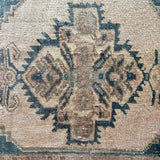 1’9 x 3’ Antique Turkish Taspinar Rug Muted Camel Beige & Teal '4790