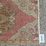 1’8 x 3’2 Vintage Oushak Rug Pink, Yellow and Gray 5190