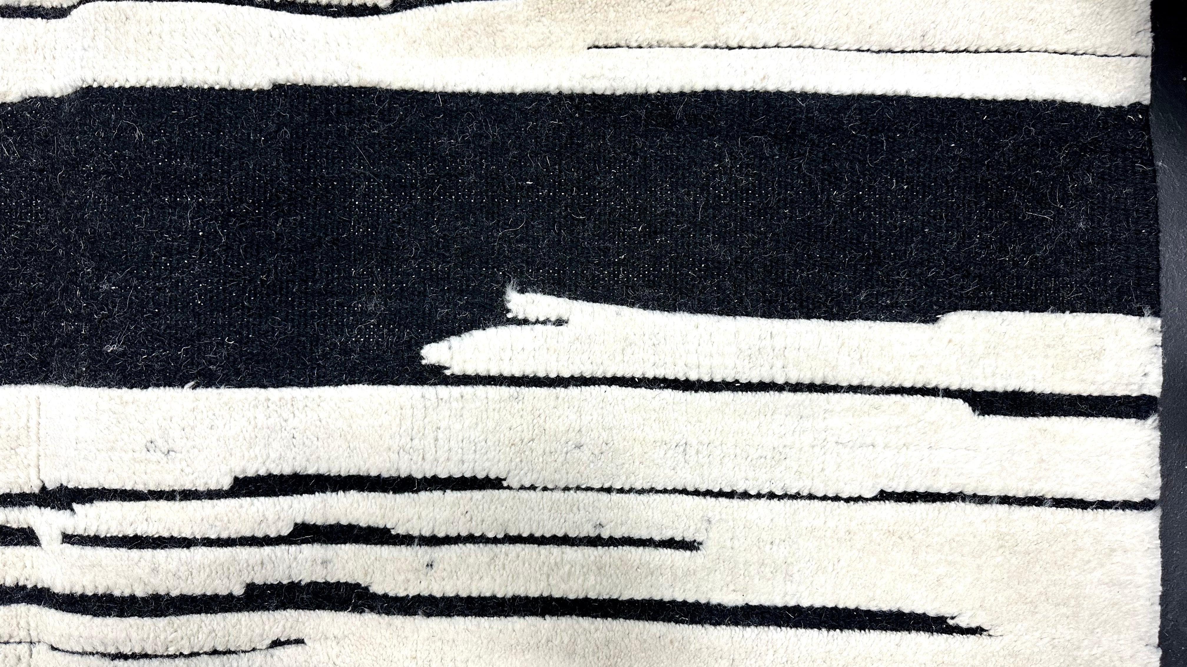 10’3 x 14’2 Moroccan Rug Black and White “Ruzgar” Pure Turkish Wool M-3766 Linda's Barn