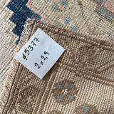 2’ x 2’9 Antique Turkish Taspinar Rug Muted Navy Blue, Beige & Sky Blue '5377