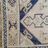 1’9 x 3’6 Antique Taspinar Rug Muted Navy Blue, Taupe & Beige
