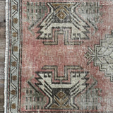 1’8 x 3’1 Vintage Oushak Rug Muted Brick, Gray & Sage