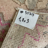 1’8 x 3’ Vintage  Oushak Rug Muted Blush, Khaki Brown & Gray 5179