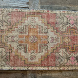 1’6 x 2’11 Vintage Oushak Mat Muted Pinkberry, Orange, Gray & Blue '5212