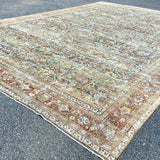 13’8 x 20’4 Classic Antique Rug Muted  Black, Rust, Blue & Green