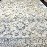 12’2 x 16’3 Distressed Silk 17th Century Persian Design Tibetan Rug Slate, Blue, Sea Foam & Gray K0169