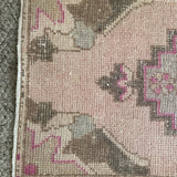 1’8 x 3’ Vintage  Oushak Rug Muted Blush, Khaki Brown & Gray 5179