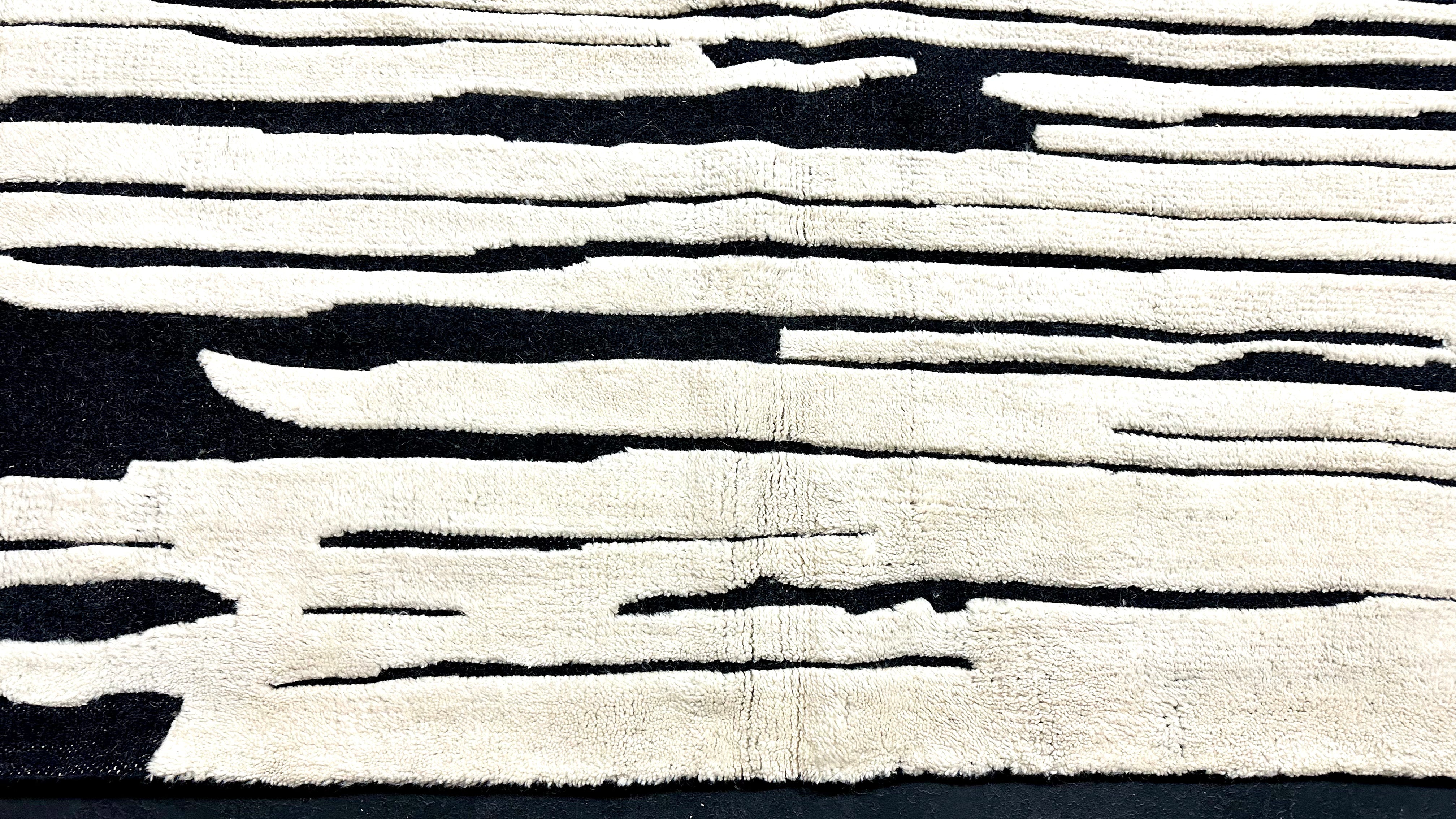 10’3 x 14’2 Moroccan Rug Black and White “Ruzgar” Pure Turkish Wool M-3766 Linda's Barn