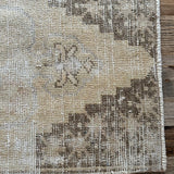 1’7 x 3’1 Antique Oushak Rug Muted Brown, Camel Beige & Gray '5182