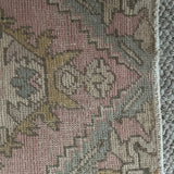 1’3 x 2’11 Vintage Oushak Rug Muted Pastel Colors