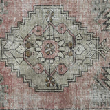 1’8 x 3’1 Vintage Oushak Rug Muted Brick, Gray & Sage
