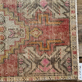 1’6 x 2’11 Vintage Oushak Mat Muted Pinkberry, Orange, Gray & Blue '5212