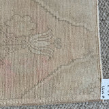 1’7 x 3’ Vintage Oushak Rug Muted Dusty Beige, Taupe & Pink Tulip Design '5193