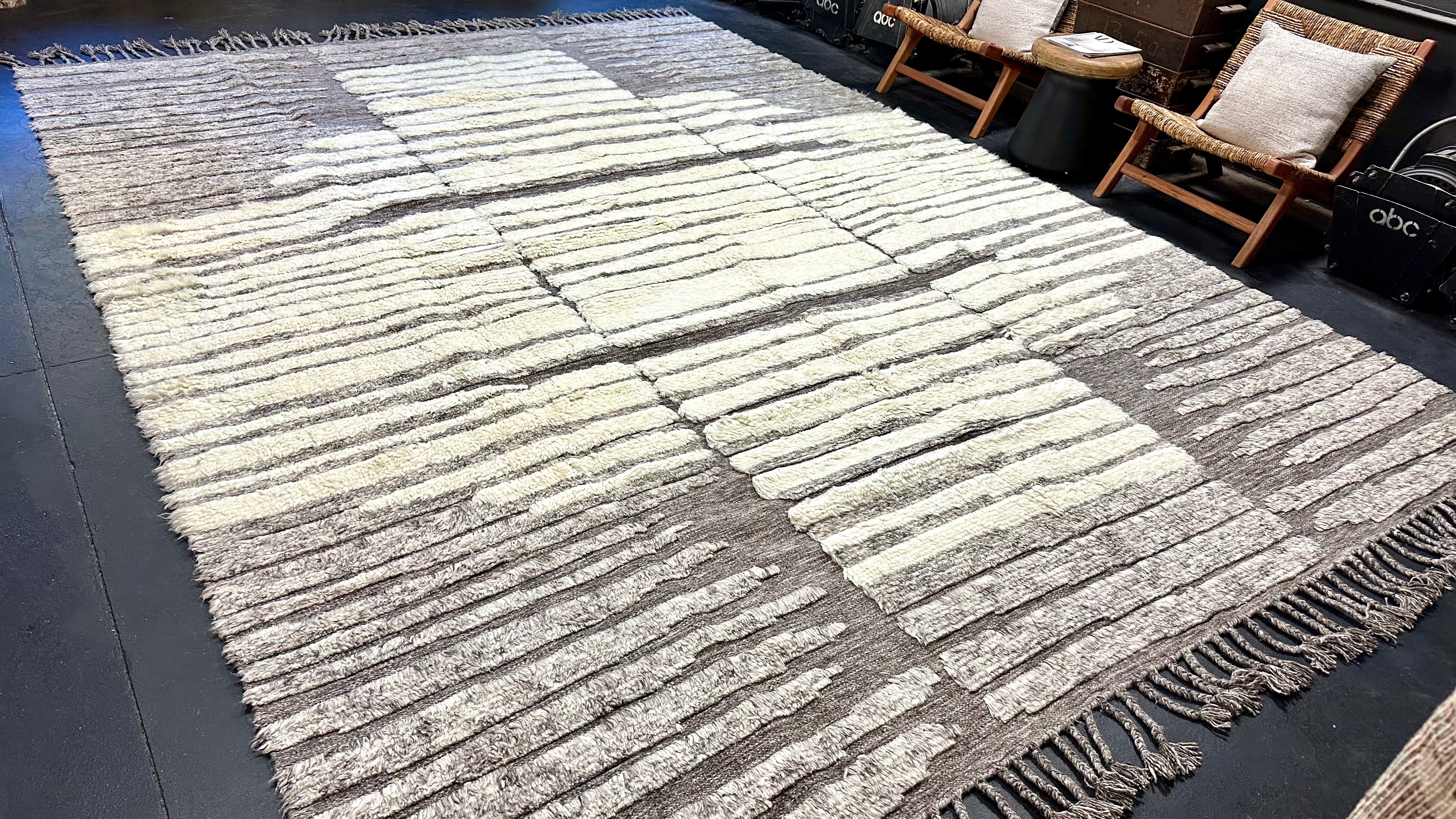 10’4 x 13’11 Shaggy Moroccan Rug “Toprak” Pure Turkish Wool M-3768 Linda's Barn