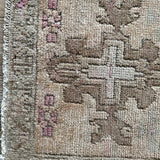 1’5 x 2’10 Antique Kars Rug Muted Camel Beige, Gray-Beige + Pale Pink