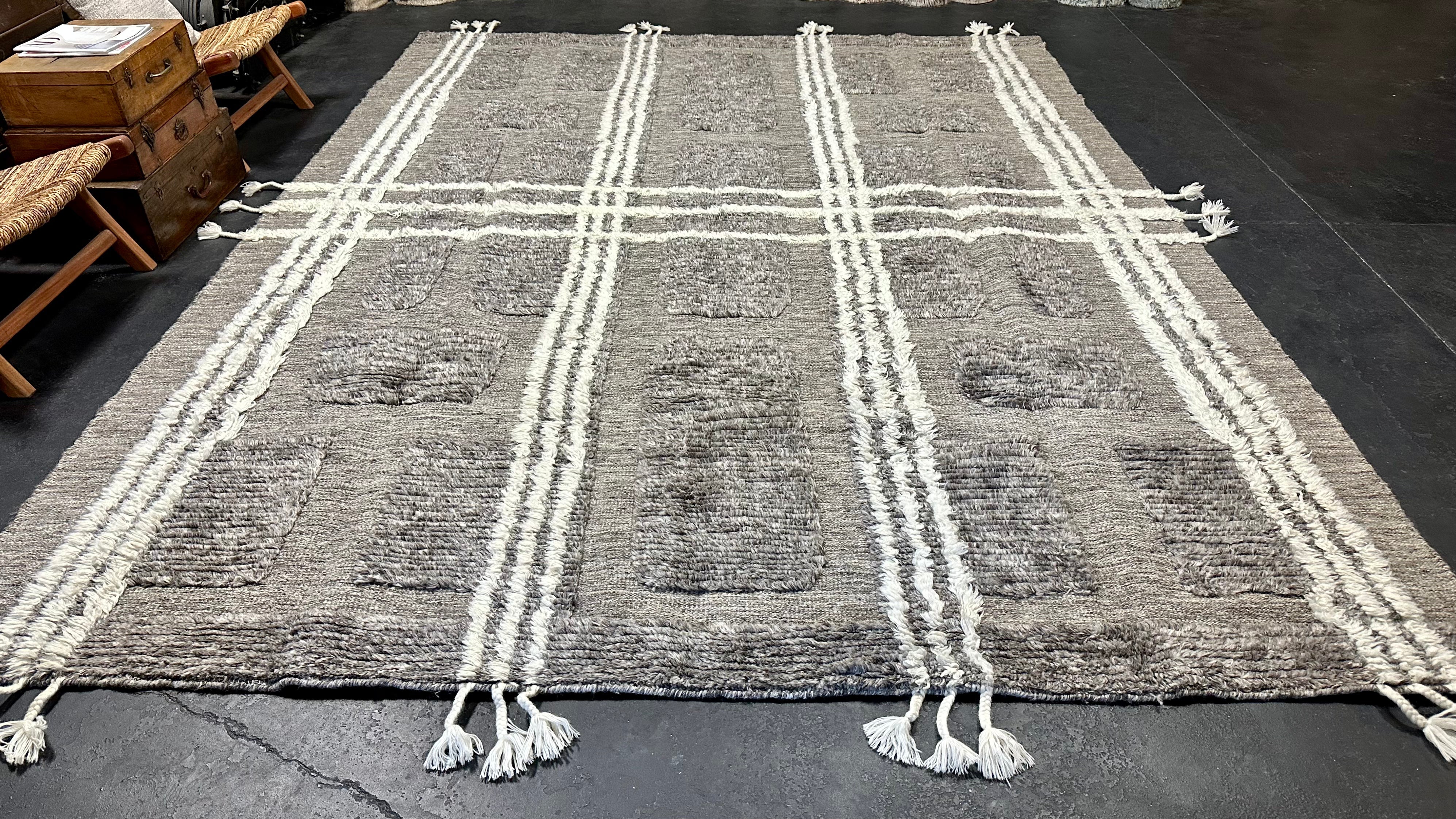 10’4 x 14’1 Shaggy Moroccan Rug Grey Pure Turkish Wool M-3781 Linda's Barn