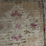 1’3 x 2’ Antique Kars Small Rug Muted  Camel Beige & Pink Roses