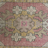 1’8 x 3’2 Vintage Oushak Rug Pink, Yellow and Gray 5190